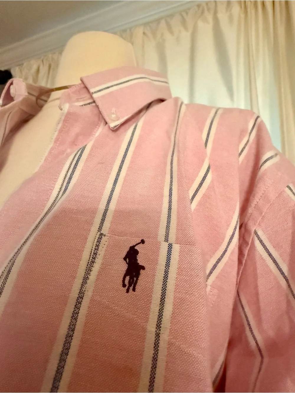 Ralph Lauren Pink and White Striped Polo Shirt